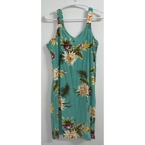 Vintage TWO PALMS Sz L  Made in Hawaii Sleeveless Rayon Floral Midi Dress